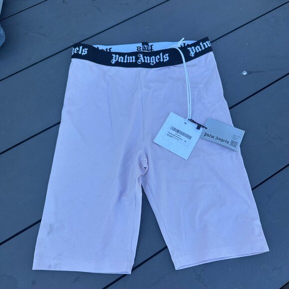 NWT Palm Angels Kids Cycling Shorts Lilac Sz 12 Logo Waistband - Picture 6 of 9